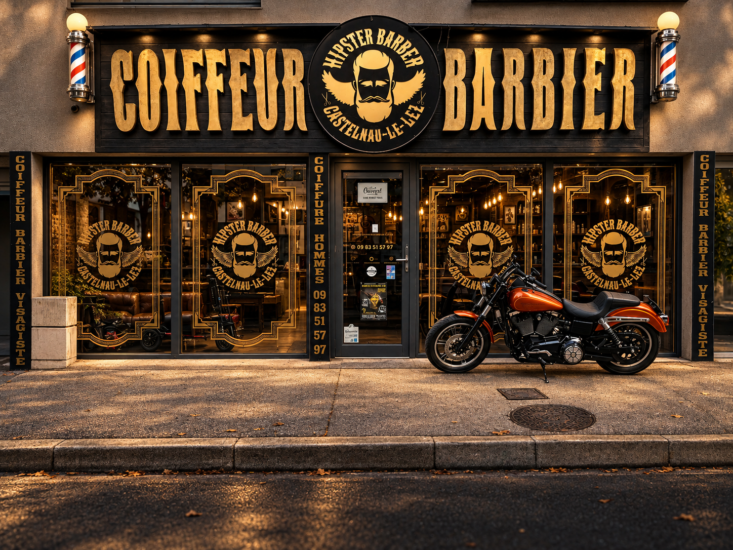 Devanture du salon Hipster Barber à Castelnau-le-Lez
